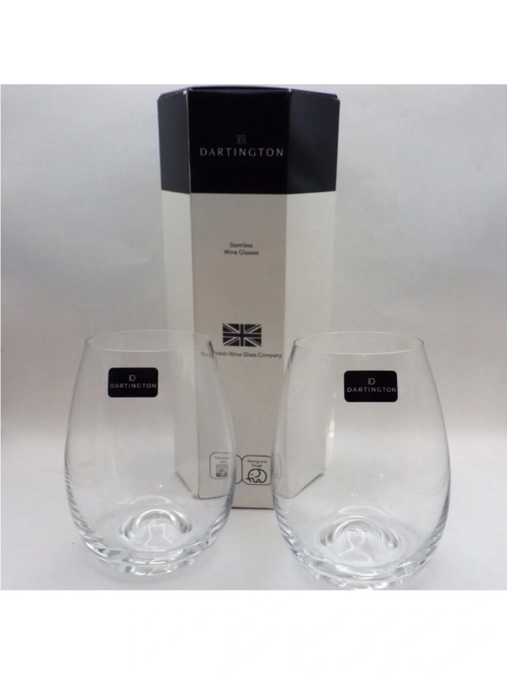 DARTINGTON 2 Stemless Crystal Wine Glasses NEW in Box